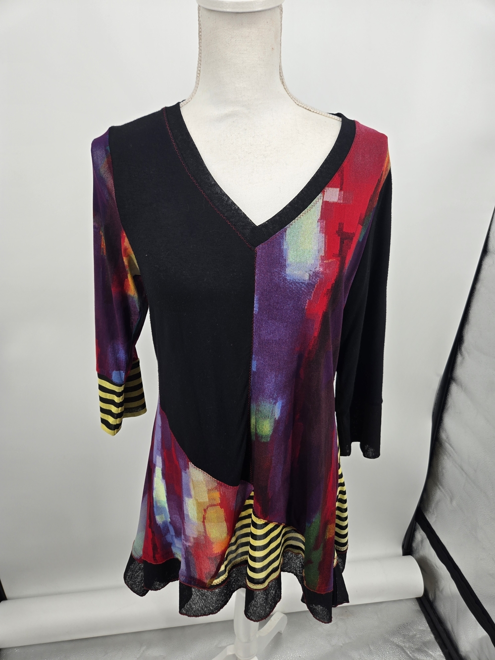 Lior Paris Abstract Colorblock LS Mini Dress Medium (7274)